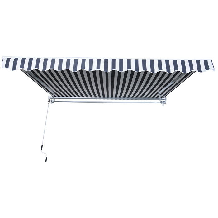 Тент Outsunny Folding Arm з ручною рукояткою 3,5x2,5 м сірий білий сонцезахисний захист з алюмінію та поліестеру для балкона патіо