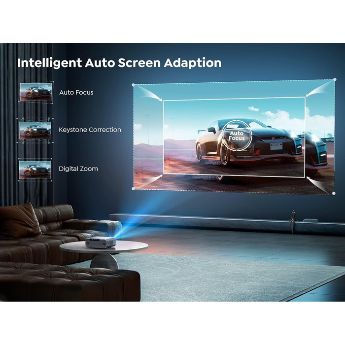 YABER Beamer Heimkino Projektor: 1080P Full HD, підтримка 4K, автофокус та корекція Keystone (One Dark Pro)
