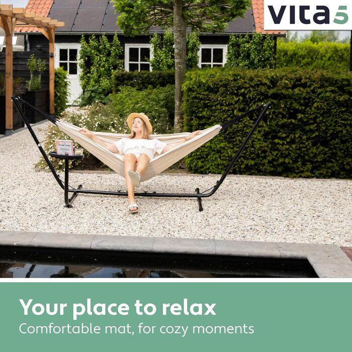 Гамак з підставкою Vita5 для двох осіб, вуличний двопомісний гамак з сумкою для перенесення, витримує до 200 кг, для саду, тераси та балкона