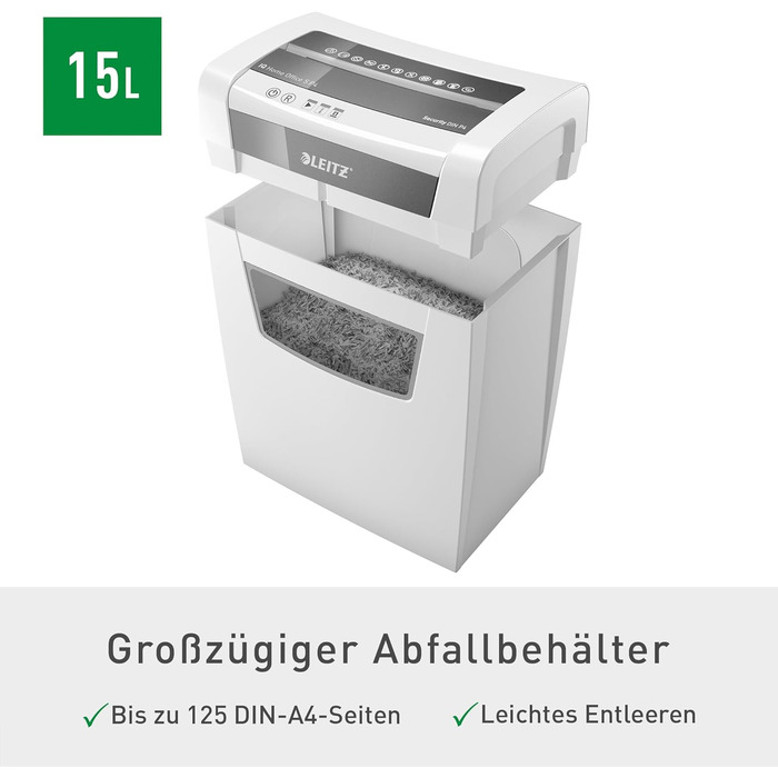 Шредер Leitz IQ Home Aktenvernichter: безпечний, тихий та компактний для дому та офісу, P4, 8 листів, білий