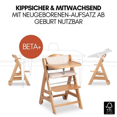Дитячий стільчик Hauck Beta+ Newborn Set Premium Dark Grey - комплект з підставкою для новонароджених, м'яким сидінням та підносом для годування