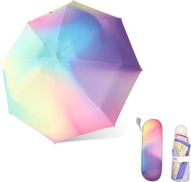 Міні-капсульна парасолька Hileyu Кишенькова парасолька для подорожей Парасолька Невеликий ультрафіолетовий портативний з капсульною коробкою Парасолька вітрозахисна 8 ребер Складна парасолька для подорожей Легка веселка