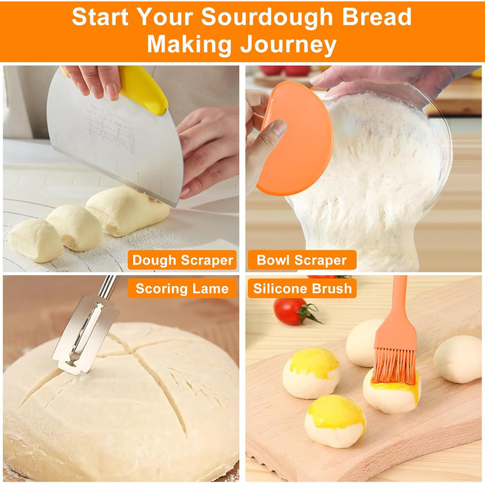 Набір для випікання хліба з закваскою: форма для хліба, силіконовий скребок, скляний контейнер для закваски