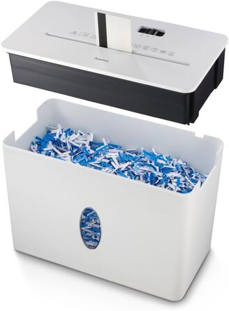 Шредер для документів Hama P4 T4 E3 (білий), з функцією подрібнення пластикових карт, безпечний, з кошиком 8л, DSGVO-сумісний