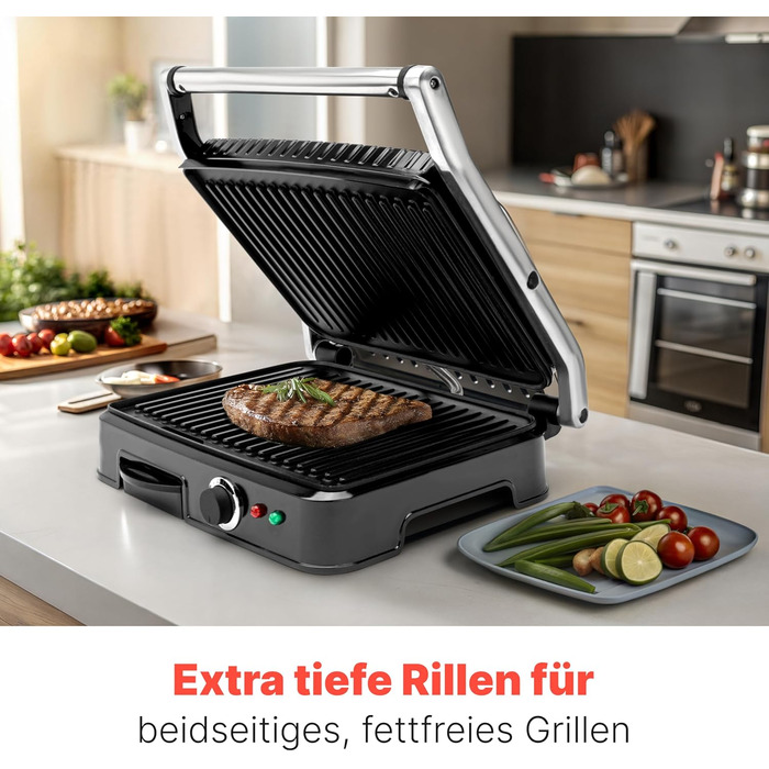 Контактний гриль Bomann KG 2242 CB | 2000W | антипригарне покриття | для приготування Паніні та контактного гриля