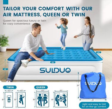 Надувний матрац Robuste, блакитний, розмір Queen (45,7 см)