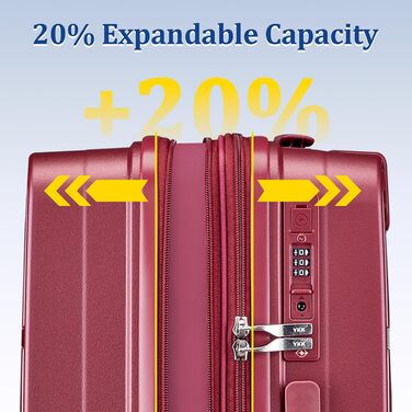 Набір валіз Joyway 4 шт. з жорстким корпусом та TSA-замком. Розширюваний набір валіз, містить 1 велику сумку (Червоний).