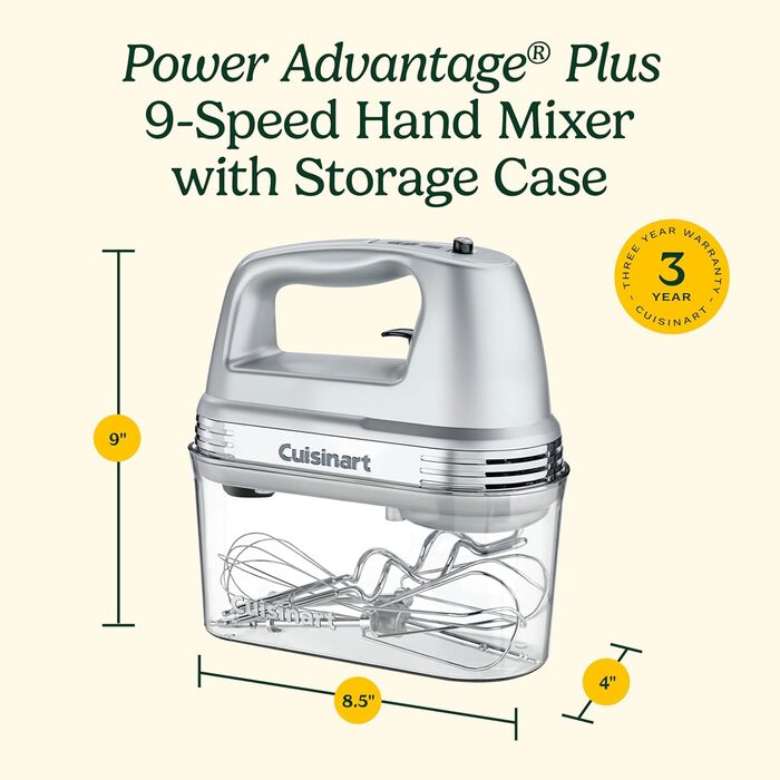 Електричний ручний міксер Cuisinart Power Advantage 7-Gang з набором насадок (срібний)