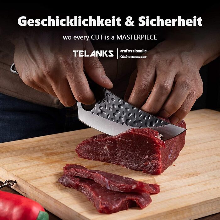 Японський кухонний ніж Rostfrei 15 см, з шкіряною піхвою, з нержавіючої сталі, з дерев'яною ручкою, для овочів та м'яса, чорний