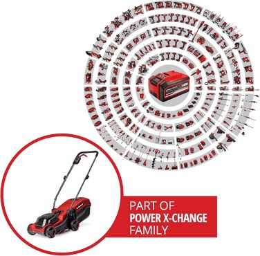 Акумуляторний газонокосарка Einhell City GE-CM 18/30 Li Kit Power X-Change (18 В, ширина косіння 30 см, до 150 м², Brushless, кошик 25 л, висота косіння 30-70 мм, з акумулятором 3.0 Ah + зарядним пристроєм)