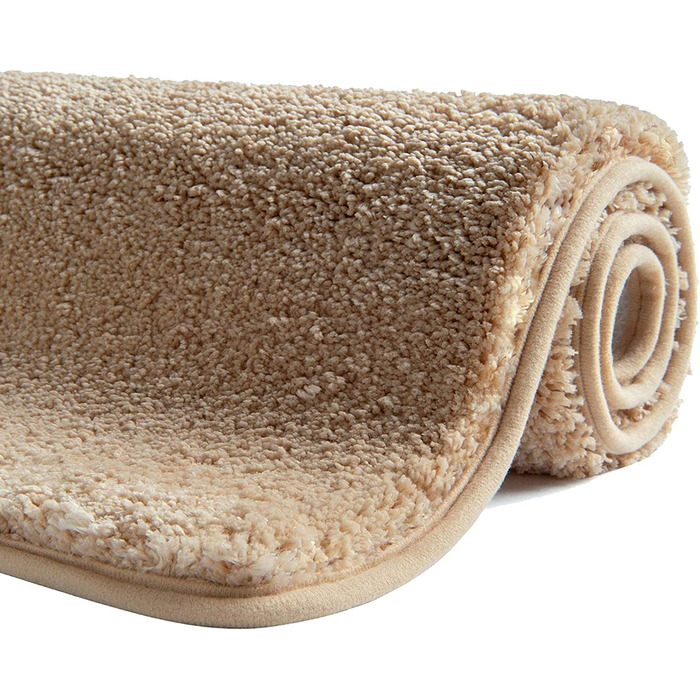 Килимок для ванної SFLXO 80 см x 50 см нековзний килимок для ванної можна прати в пральній машині протиковзкий килимок для ванної М'які водопоглинаючі Килимки для ванної пухнастий килимок з мікрофібри для ванної багаторазовий (бежевий, 70 х 120 см)