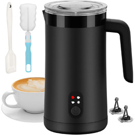Електричний спінювач молока 400 мл 4-в-1 для гарячого та холодного молока, автоматичне вимкнення, для капучіно, лате макіато (чорний)