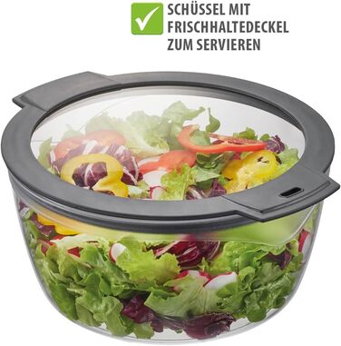 Салатниця GEFU з відром та кришкою для зберігання, 3л, чорно-сіра