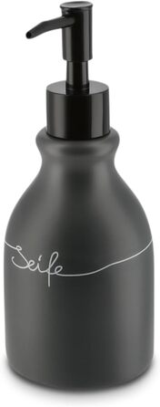 Контейнер для зберігання KHG, кераміка, антрацитовий сірий колір, з дерев'яним кришкою, 4 кг, круглий, з маркуванням, висота 28/21.5 см (дозатор мила)