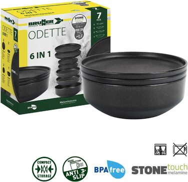 Набір посуду BRUNNER Melamin: 16 предметів (тарілки, чашки) для кемпінгу | 6-в-1 | Стійкий до подряпин, для 2-4 осіб