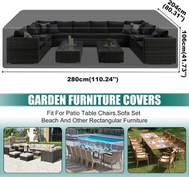 Водонепроникний чохол для садово-патіо меблів GARPROVM, 280x204x106 см, Оксфорд