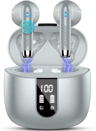 Навушники-вкладиші Drsaec Bluetooth 5.3, шумозаглушення ENC, 48 год басів, IP7, USB-C (сірий)