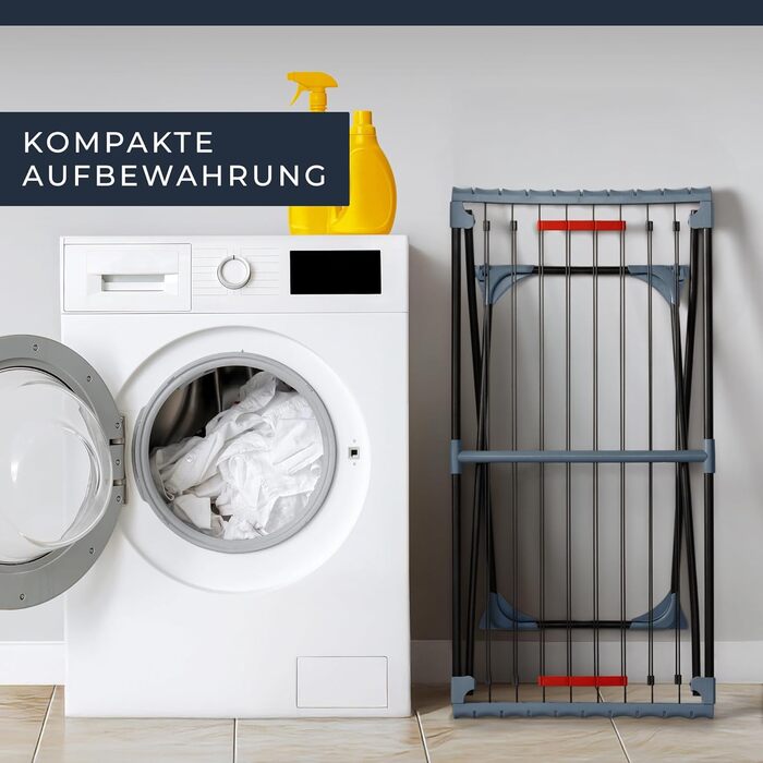 Розкладна сушарка для білизни Phoenix XXL – 20 м сушильної поверхні, чорна, стабільна, з клямками