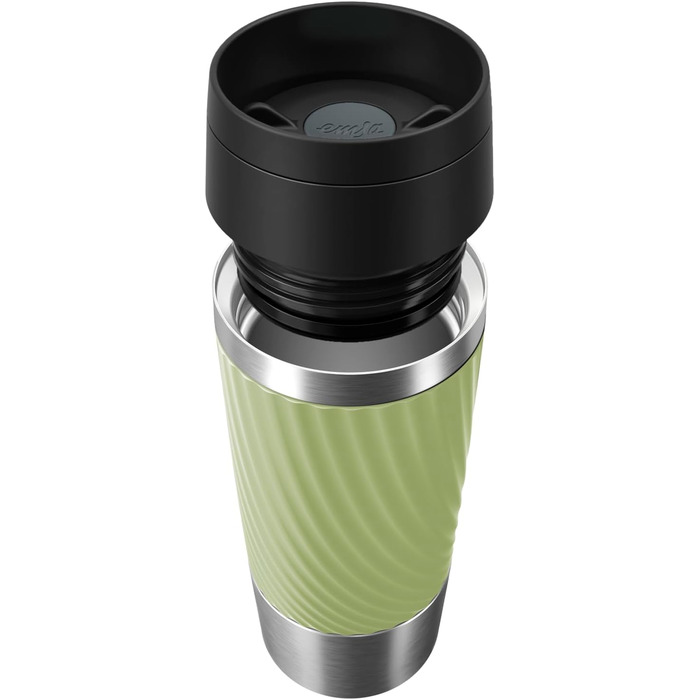 Термокружка Emsa Travel Mug Classic Twist, 0.36 л, зелена, з кришкою Quick-Press, з нержавіючої сталі, для гарячих та холодних напоїв