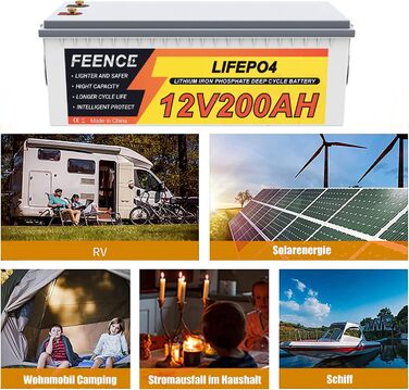 Акумуляторна батарея Feence Mini 12V 100Ah LiFePO4, 100A BMS, 15000 циклів, 10 років, для автофургонів, автофургонів, морських, автономних