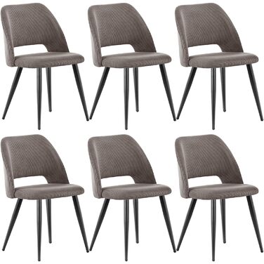 Набір обідніх стільців, кухонний стілець з тканини Cord, м'які стільці для обідньої кімнати, кухні, вітальні та спальні (Коричневий, 6)