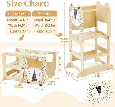 Дерев'яний навчальний столик-сходинка Labebe Montessori для дітей від 1 року (92x38.5x42 см), 3-в-1, з дошками для повідомлень