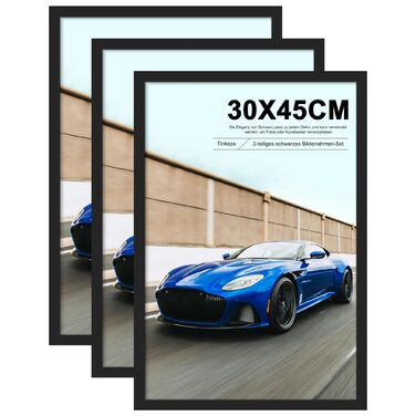 Набір фоторамок 3 шт 70x50 см, дерев'яні рамки для фото, картин, постерів (чорні, 30x45 см)