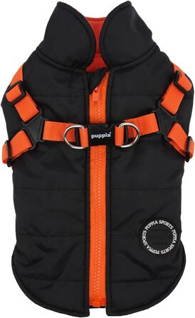 Пальто для цуценят водонепроникне з підкладкою, чорно-помаранчеве, L