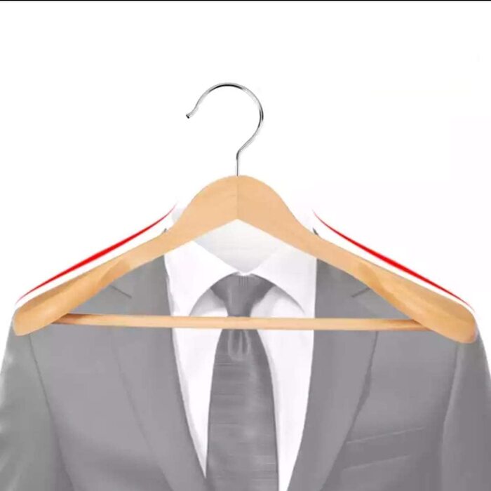 10 дерев'яних вішалок для костюмів: широкі плечі, неслизькі, поворотний гачок 360°, для сорочок, пальто, жакеток, штанів (горіх, преміум-якість)