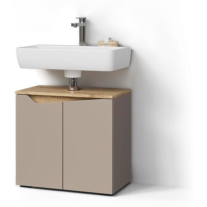 Шафка під раковину Livinity Bad Timavo, білий колір, 60 x 67 см з полицею, білий (Greige)