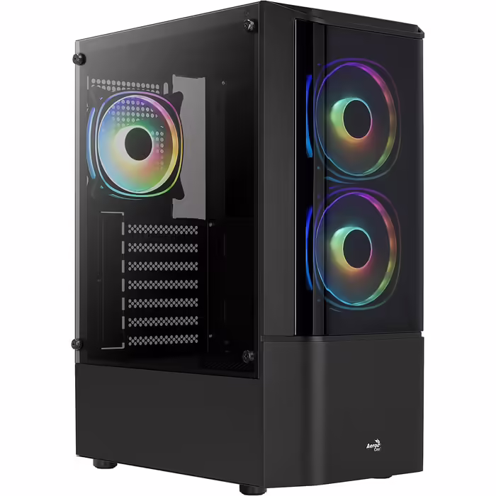 Комп'ютерний корпус ATX AeroCool Quantum v2 RGB із скляними панелями, чорний