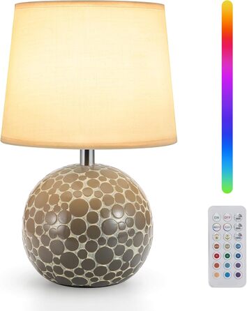 EGOBASIC Лампа настільна керамічна акумуляторна з пультом, 12 кольорів RGB, диммування, таймер, для вітальні, спальні, їдальні