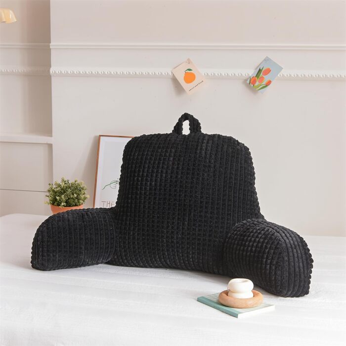 Крісло-мішок Holawakaka для дорослих з підлокітниками та спинкою, чорний, великий - для читання, відпочинку та роботи за ноутбуком