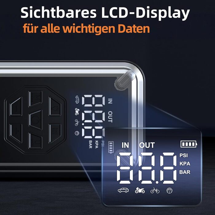 Powerbank для авто Acmount Starthilfe з компресором, 7000A, 150PSI, LCD, LED, для бензинових та дизельних авто (до 9L/8L)