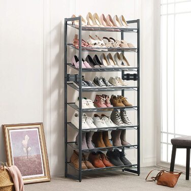 Поверхова полиця для взуття SONGMIC, металева висувна підставка для взуття, регульована полиця для взуття, розрахована на 15-20 пар взуття, коротка, 5-