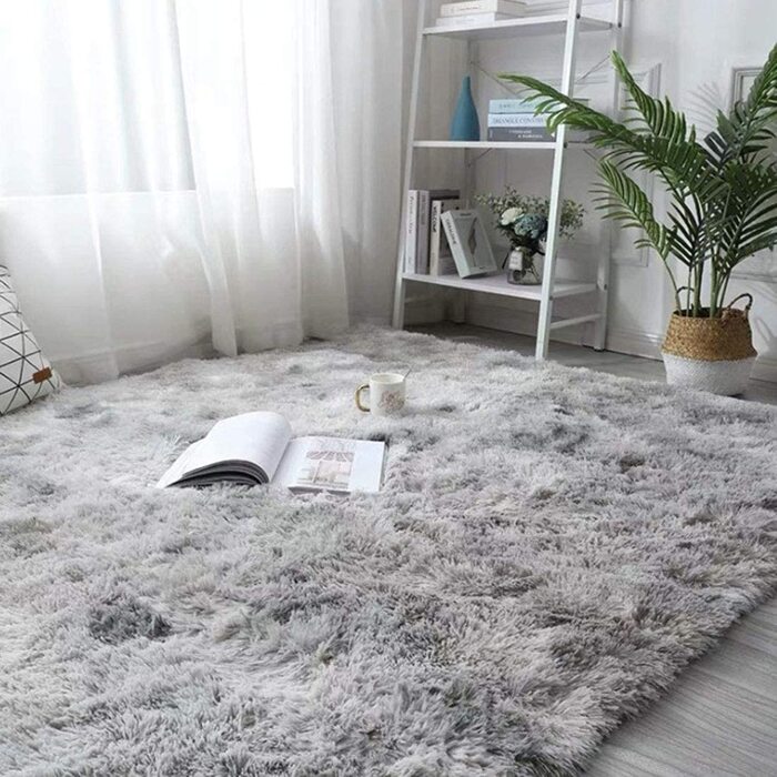 Килими Leesentec, круглі килими для спальні, вітальні, нековзні м'які пухнасті килимки, ворсисті килимки, великі Килимки для передпокою (білий/сірий, 140) (сірий, 160*230 см)