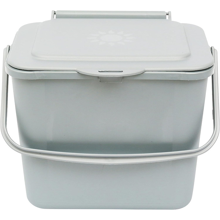Повністю зелене відро для компосту для кухні сріблясто-сірого кольору, 5 літрів (5 л)