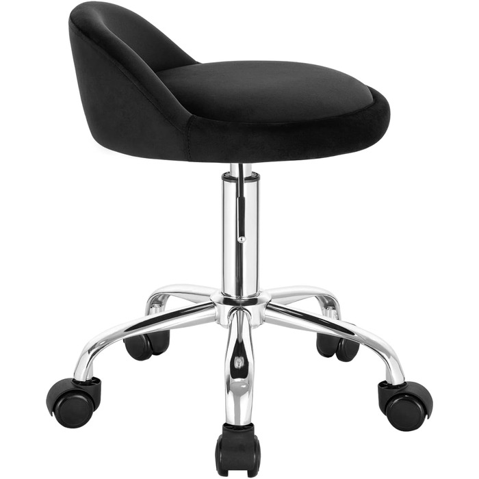 Офісний стілець WOLTU з коліщатками, поворотний стілець з регульованою висотою, роликовий стілець з низькою спинкою, робочий стілець чорного кольору, високий