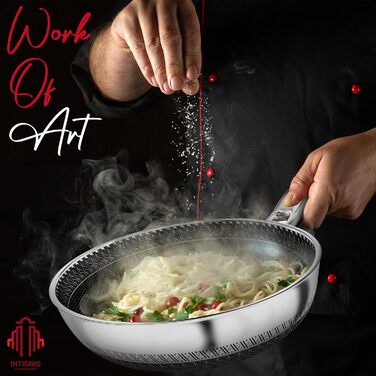 Сковорода INTIGNIS® з кришкою – 30 см / 12 дюймів / 6 л – з антипригарним покриттям | Стійка до подряпин | Глибока | Без хімікатів | Сковорода з нержавіючої сталі