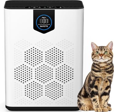 Повітряний фільтр для алергіків, квартири та кімнат для курців, з 2 HEPA фільтрами 14, проти шерсті тварин, плісняви, пилу, пилку та запахів, CADR 350 м³/год для 120 м², керування через додаток, таймер, тиха робота 22 дБ, 120 м², керування через додаток (