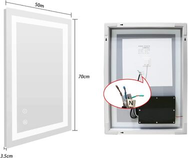 Дзеркало для ванної кімнати Sanitemodar LED 50x70 см з підсвічуванням, антизапар, сенсорне керування