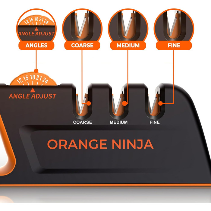 Точилка для ножів Sharp Pebble Orange Ninja з 5 регульованими кутами, преміум-якість – ручна точилка для кухонних та кишенькових ножів