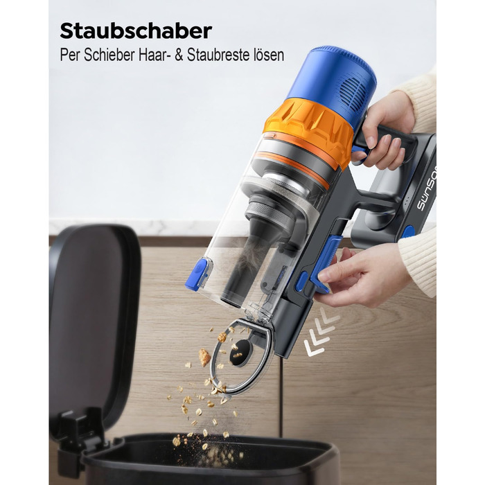 Акумуляторний пилосос SunSare бездротовий 600W 50000Pa 65хв з насадкою 1м, аромафункцією, гнучким шлангом, тримачем для зарядки, автоматичним режимом для підлоги, килимів, шерсті тварин