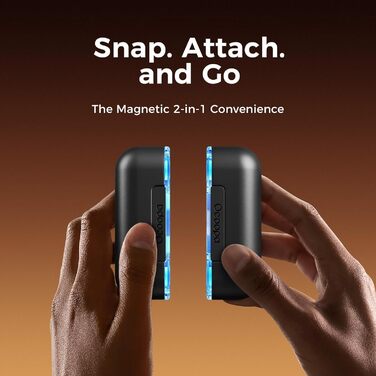 Електричний грійка для рук OCOOPA 10000 mAh, 2 шт. з розділенням, магнітний, 4 режими нагріву, швидкий нагрів, USB powerbank для зими, UT2s (MagTwins) (Pro_Schwarz)