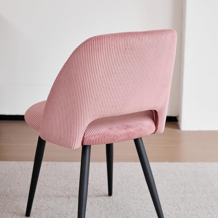 Набір з 4 стільців для їдальні, кухонних, з корду, з м'яким сидінням та ергономічною спинкою, рожеві