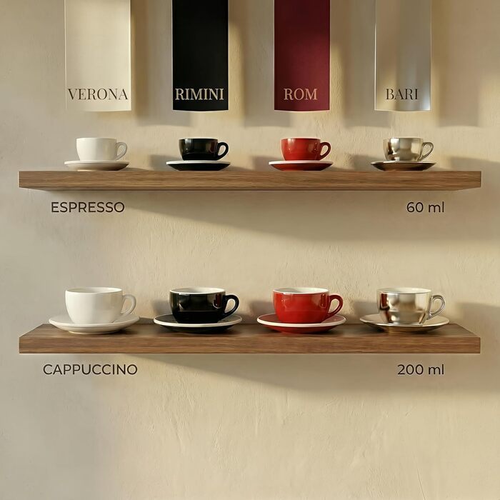 Набір кавових чашок Капучіно, 6 шт. | Білий колір | Італійський стиль | Товстостінні, важкі | Можна мити в посудомийній машині | Подарунковий набір 200 мл