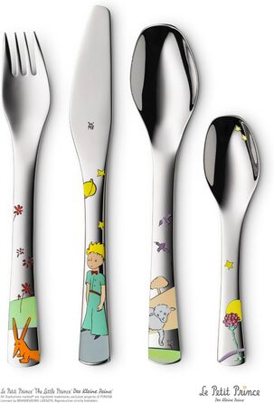 Набір дитячого посуду WMF Der kleine Prinz, 6 предметів – нержавіюча сталь, персоналізована гравірування, придатний для миття в посудомийній машині, подарунок на народження або хрещення