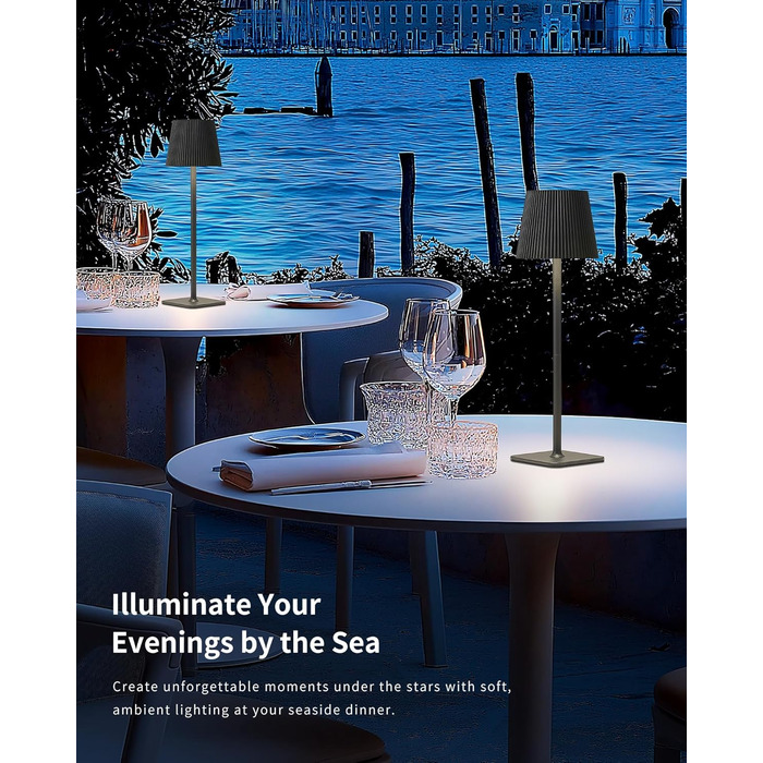 LED настільна лампа LuminexDesigns бездротова з акумулятором 5200mAh – димерна нічна лампа з тривалим часом роботи, IP54 вологостійка – для спальні, офісу, саду, декору, біла (3000K/4500K/6000K)
