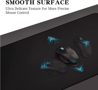 Килимок для миші ігровий RGB 900x400 мм XXL, вологостійкий, з підсвічуванням, чорний