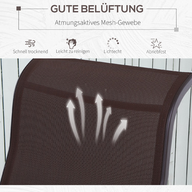 Крісло-гойдалка для саду, садове крісло, крісло для відпочинку, садова гойдалка, металеве крісло-гойдалка для саду, тераси, балкону, з Textilene, коричневе, 60 x 78 x 105 см